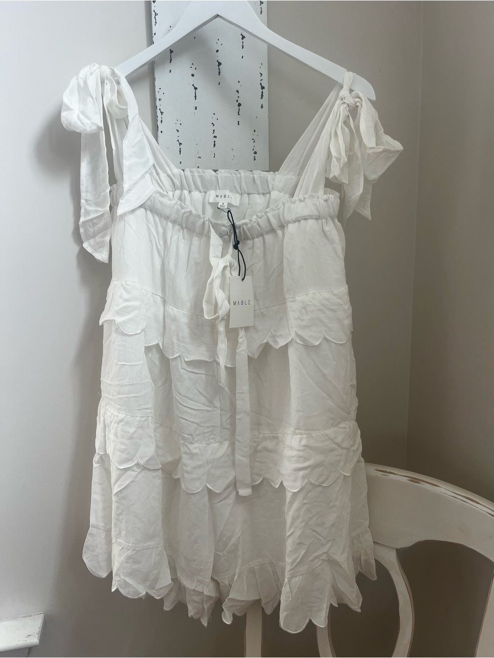 Mable White Tiered Tie-Shoulder Romper - Picture 1 of 7